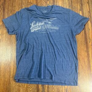 Lucky Brand Dry Goods Mens Graphic T-Shirt Navy Blue Size Large